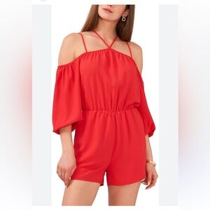 1.STATE NWT Red Off-Shoulder Romper